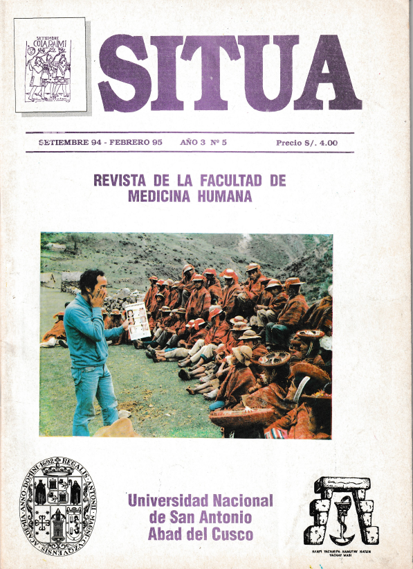 					Ver Vol. 3 Núm. 5 (1994): SITUA V (Setiembre 94- febrero 95 /PUBLICACIÓN RETROACTIVA)
				